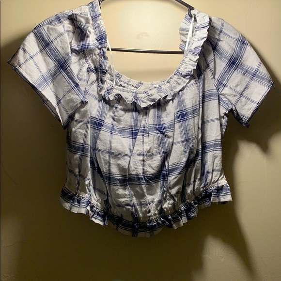 Plaid off the shoulder crop top - Picture 2 of 2